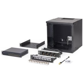 Digitus 10  network bundle, 6U cabinet and equipment, bl Zwart