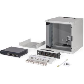 Digitus 10  network bundle, 6U cabinet and equipment, gr Grijs