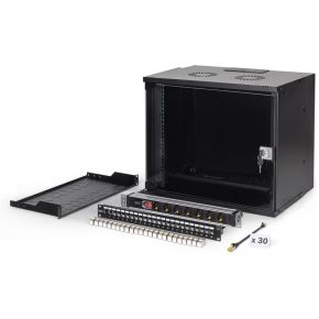 Digitus 19  network bundle, 9U cabinet and equipment, bl Zwart