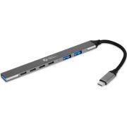BakkerElkhuizen USB-C Hub 7-in-1 (3A+4C), 7 aansluitingen, stijlvol design, flexibele kabel en hij b