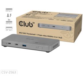 CLUB3D CSV-2563 5-1 ThunderboltTM 5 Hub Triple video 5K60Hz ThunderboltTM Share Certifi ed 180W
