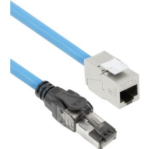ACT Blauw 30 meter S/FTP CAT6A B2ca PoE++ 100W solid prefab installatiekabel. RJ45 male ? female