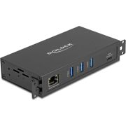 DeLOCK 3 Port USB 5 Gbps Hub + RJ45 Gigabit LAN PoE++ Port with USB Type-CTM host-connector in metal
