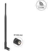 DeLOCK Wi-Fi 2.4 GHz Antenna RP-SMA plug 7 dBi omnidirectional with tilt joint black antenne Omnidire