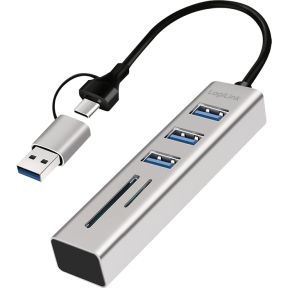 LogiLink UA0445 interface hub USB 3.2 Gen 1 (3.1 Gen 1) Type-A + Type-C 5000 Mbit/s Grijs