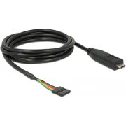 DeLOCK 63947 seriële kabel Zwart 2 m USB 2.0 Type-C 6 pin pin header pitch: 2.54 mm