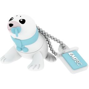 Emtec Baby Seal 16 GB 16GB USB 2.0 Type-A Blauw, Wit USB flash drive