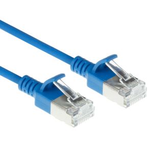 ACT Blauwe 5 meter LSZH S/FTP CAT6A slimline patchkabel snagless met RJ45 connectoren