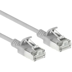 ACT Grijze 4 meter LSZH S/FTP CAT6A slimline patchkabel snagless met RJ45 connectoren