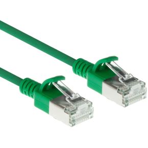 ACT Groene 0.5 meter LSZH S/FTP CAT6A slimline patchkabel snagless met RJ45 connectoren