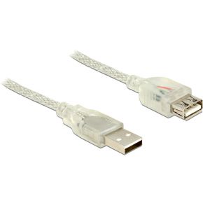 Delock 83880 Verlengkabel USB 2.0 Type-A male > USB 2.0 Type-A female 0,5 m transparant