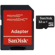 SanDisk 32GB MicroSDHC Geheugenkaart met SD Adapter