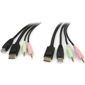 StarTech.com 1,80m 4-in-1 USB DisplayPort KVM-switch Kabel met Audio en Microfoon