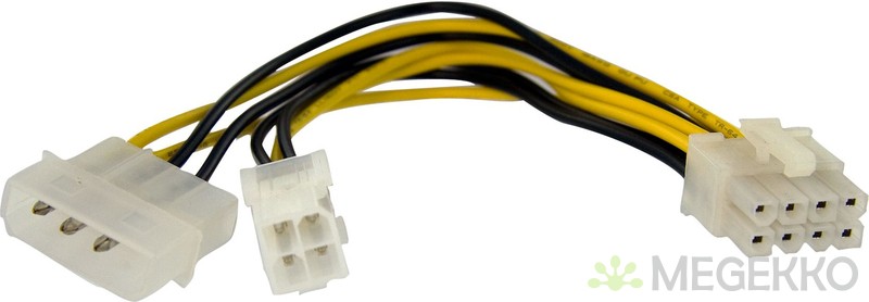 Molex naar PCI Express voedingskabel - Aansluiting 1: 2x 4 polig molex