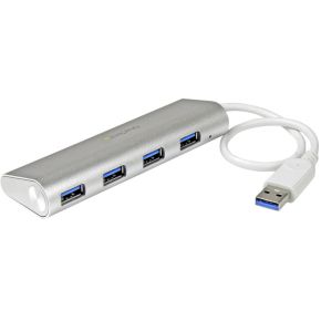 StarTech.com 4 Poorts draagbare compacte USB 3.0 hub met geintegreerde kabel aluminium