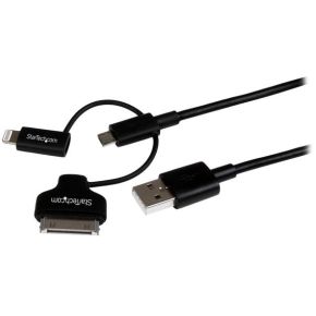 StarTech.com Lightning of 30-polige dock of Micro-USB naar USB-kabel -1 m, zwart