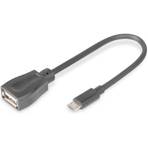 Digitus 0.2m, USB2.0 micro-B/USB2.0-A 0.2m Micro-USB B USB A Zwart