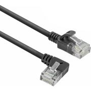 ACT Zwarte 0.25 meter U/UTP CAT6A LSZH slimline patchkabel met RJ45 connectoren. recht naar 90&amp;deg; haa