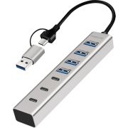 LogiLink UA0442 interface hub USB 3.2 Gen 1 (3.1 Gen 1) Type-A + Type-C 5000 Mbit/s Grijs