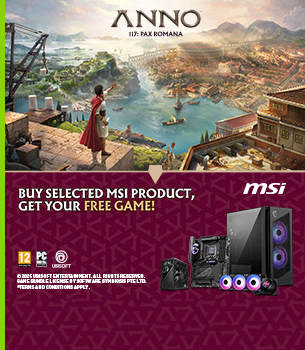 Ontvang nu de Anno 117: Pax Romana game gratis bij aankoop van geselecteerde MSI producten!