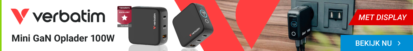 Verbatim Mini GaN Oplader 100W met Display