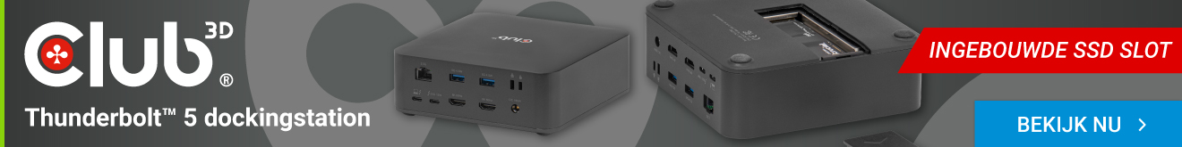 CLUB3D CSV-2562 laptop dock & poortreplicator Bedraad Thunderbolt 5 Zwart