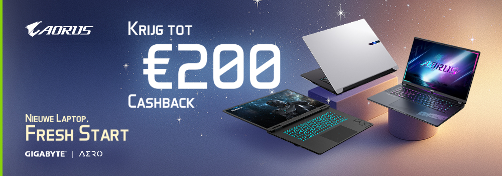 Gigabyte laptop cashback actie