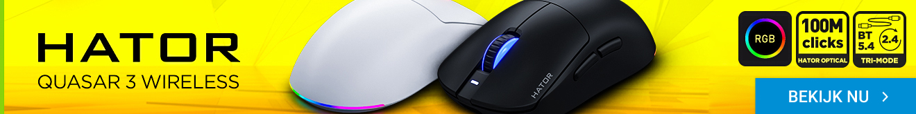 HATOR Quasar 3 RGB Draadloze Zwarte Muis
