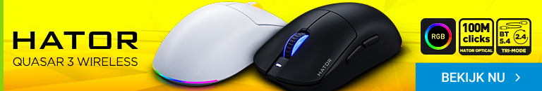 HATOR Quasar 3 RGB Draadloze Zwarte Muis